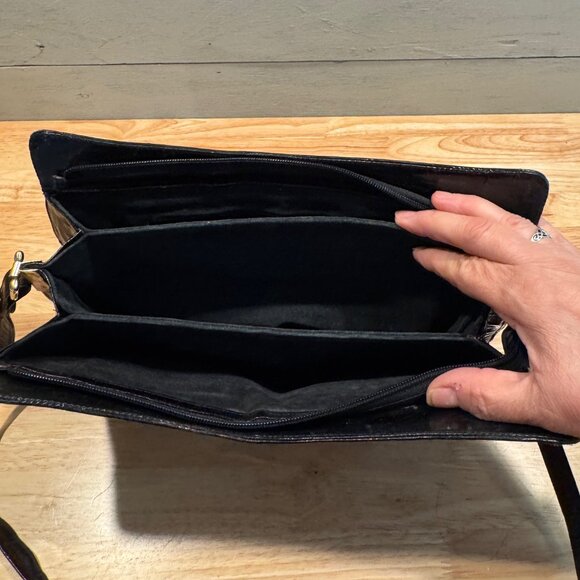 NORDSTROM Stylish Soft Eel Skin Designer Clutch/Shoulder Handbag Black - Picture 4 of 9